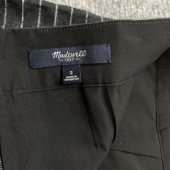 Madewell Skirt Size 2 Black Striped  A Line Asymmetrical Lined Cotton Wool Blend - Picture 3 of 8